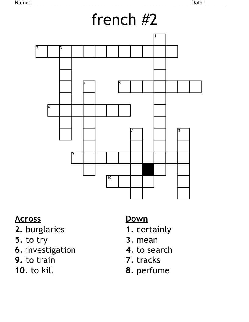 french #2 Crossword