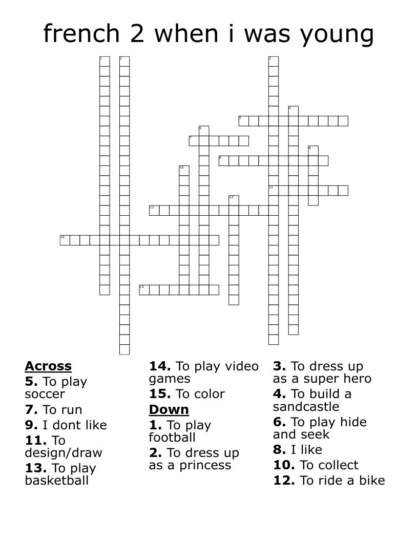 french 2 when i was young Crossword