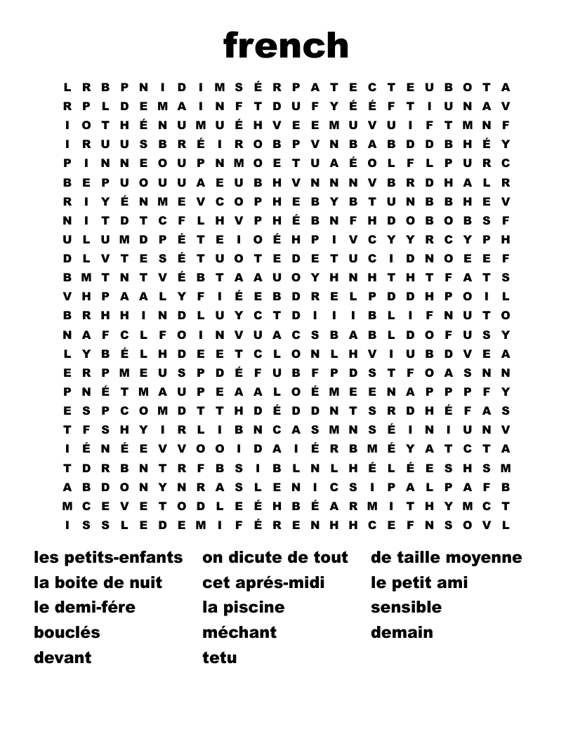 french  Word Search