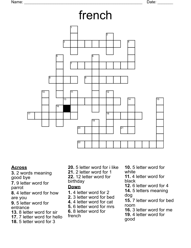 french  Crossword