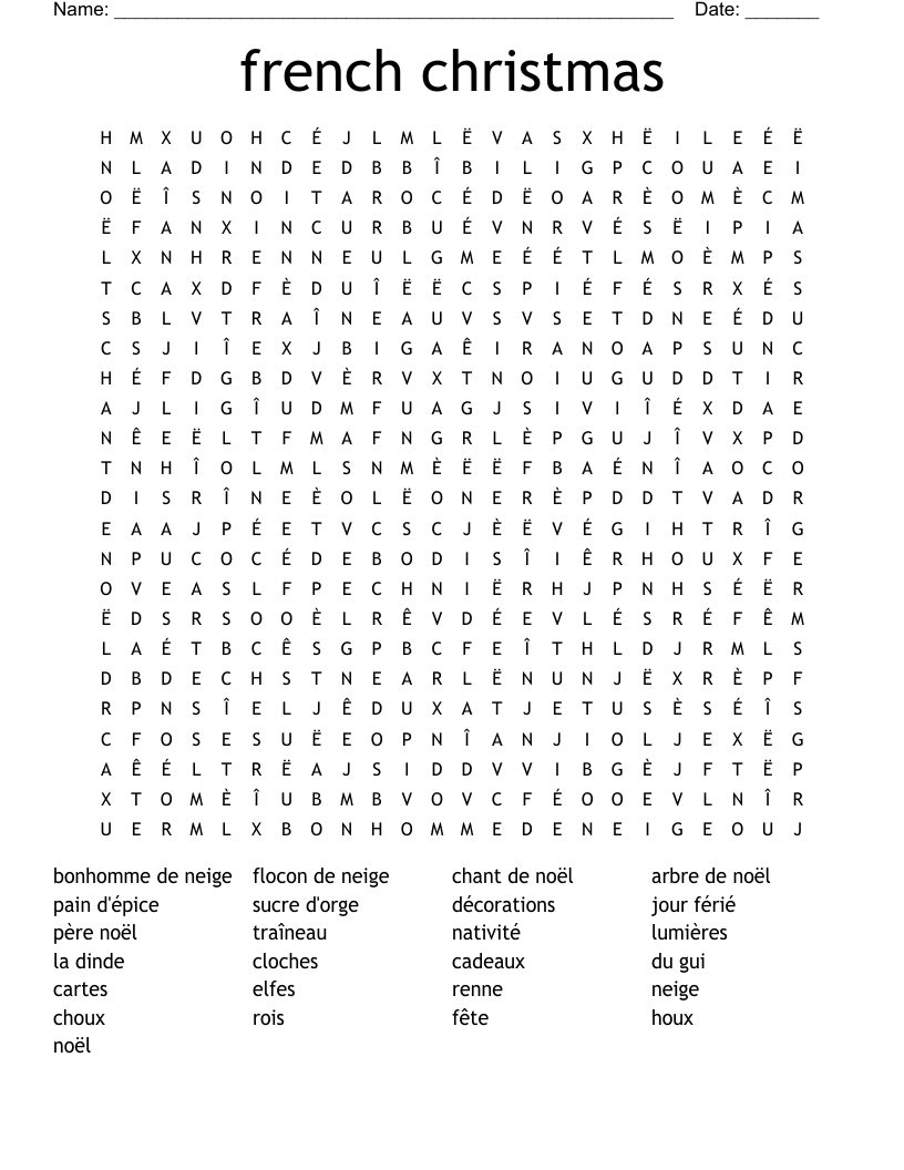 french christmas Word Search