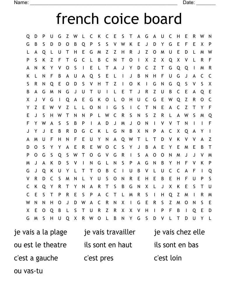 french coice board Word Search