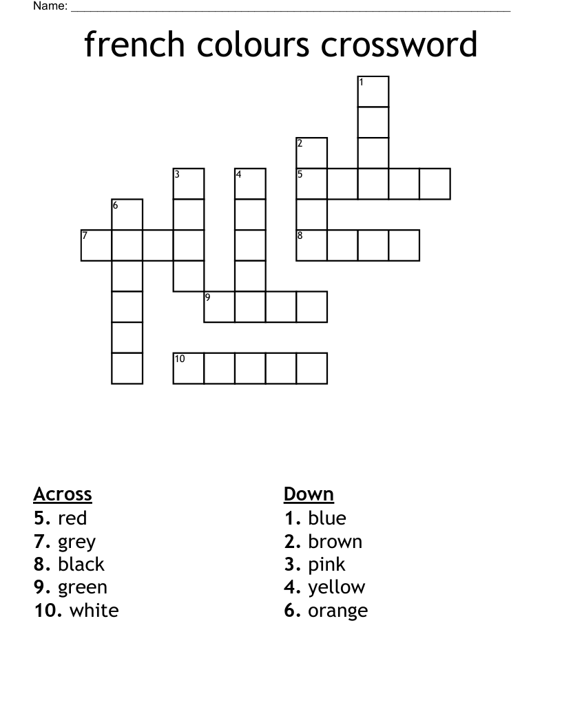 french colours crossword