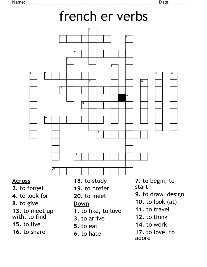 french er verbs Crossword