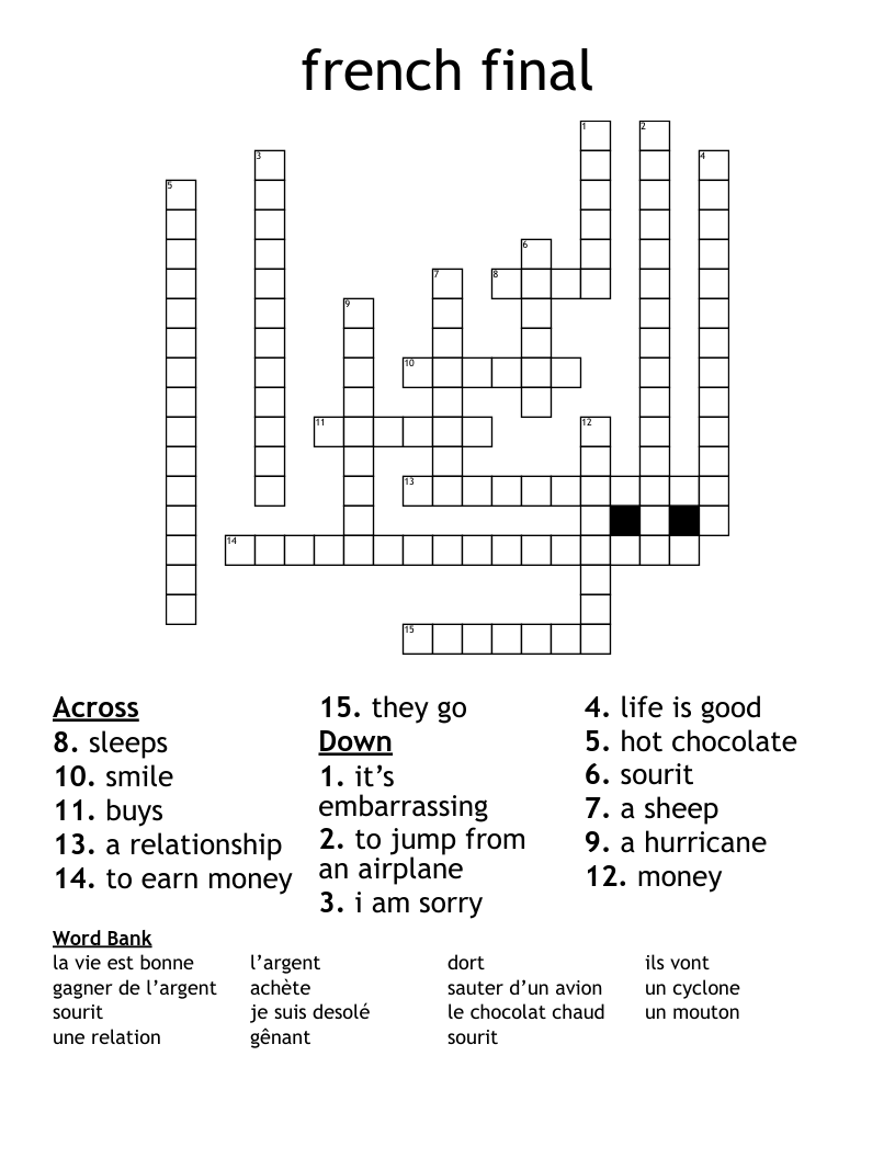 french final Crossword