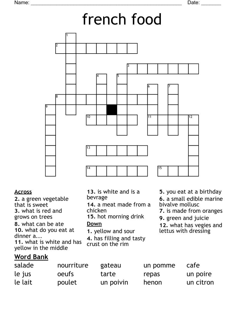 french food  Crossword