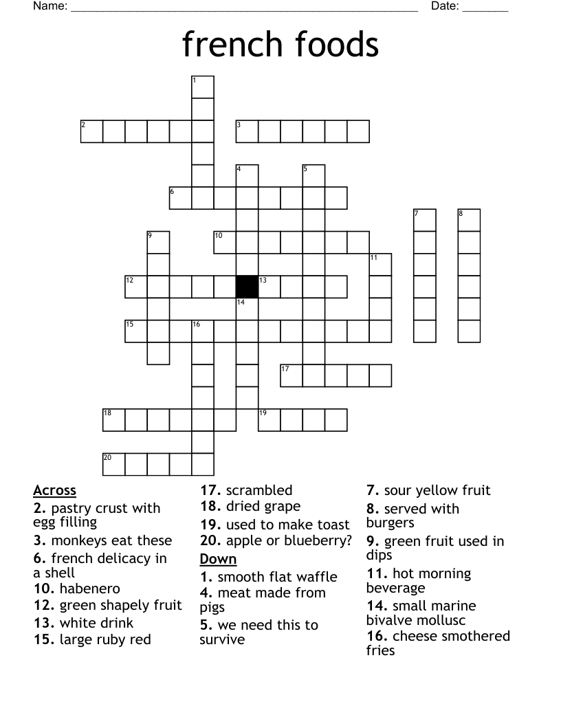 french foods Crossword