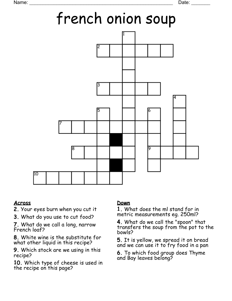 french onion soup Crossword