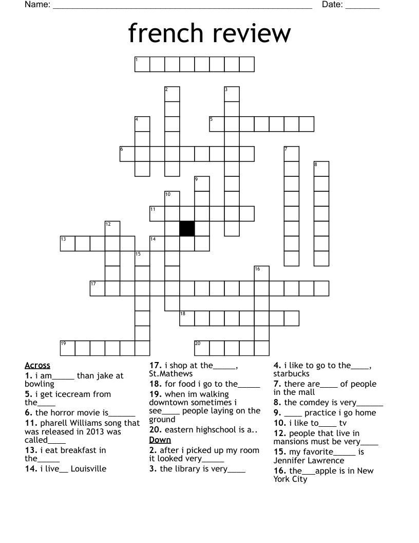 french review Crossword