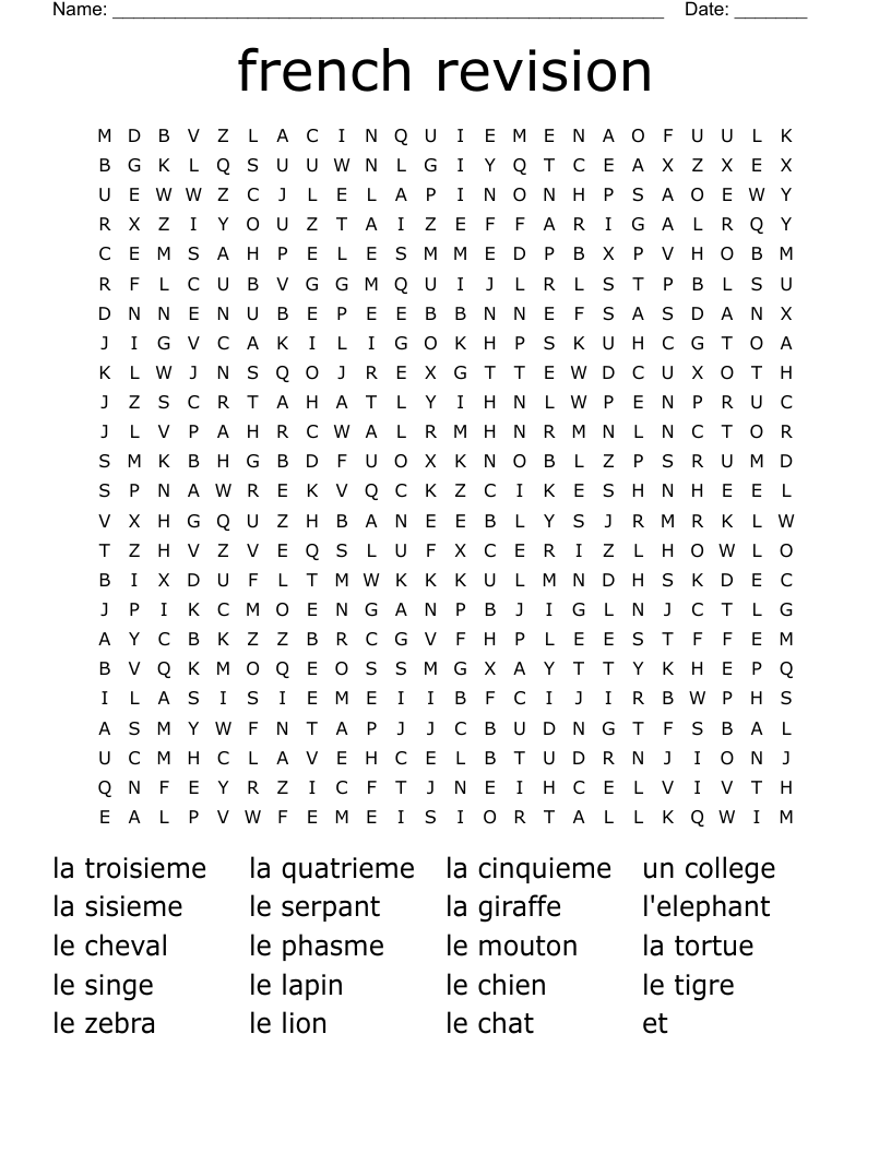 french revision Word Search