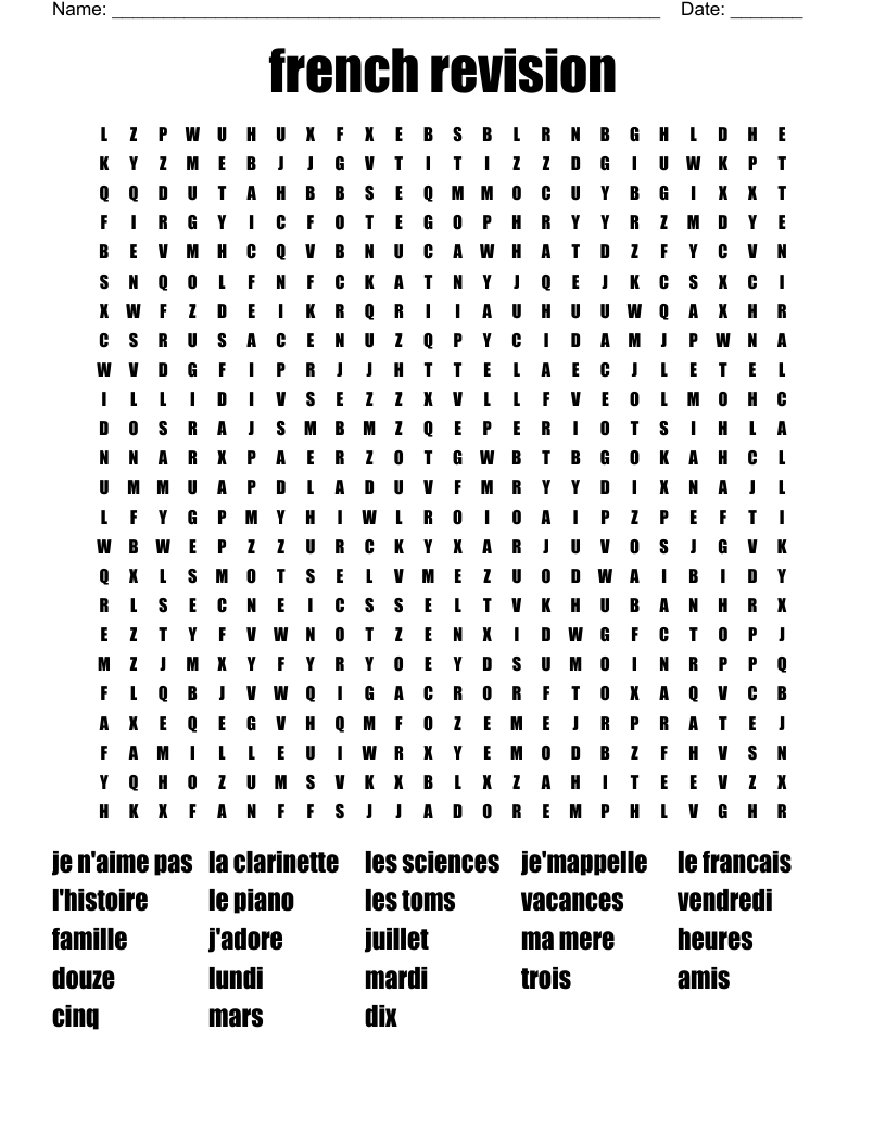 french revision Word Search