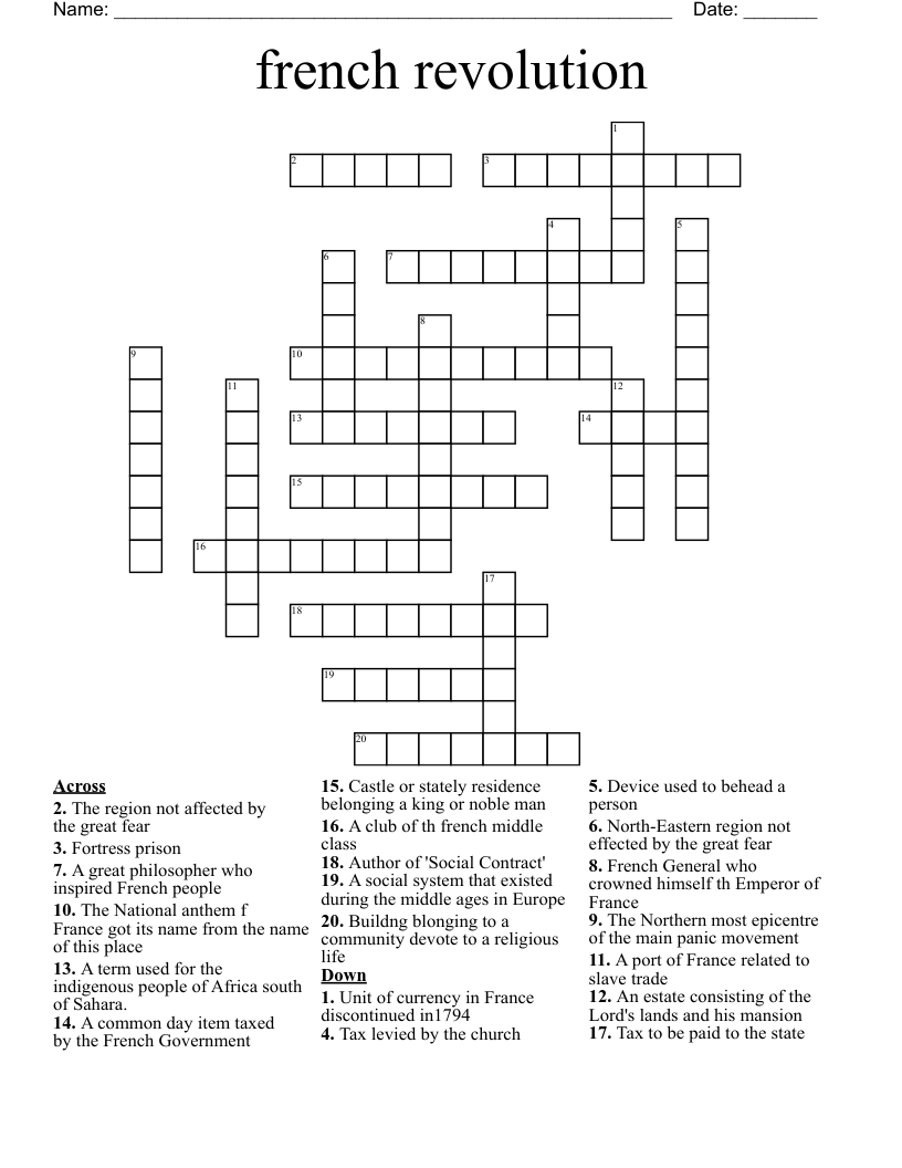 french revolution Crossword