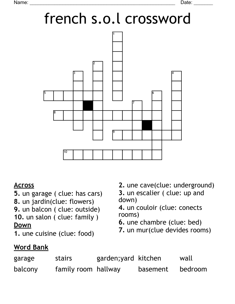 french s.o.l crossword