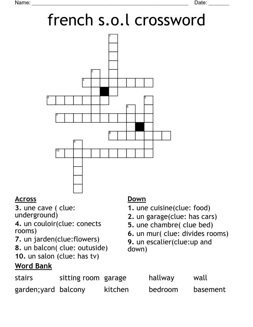 french s.o.l crossword