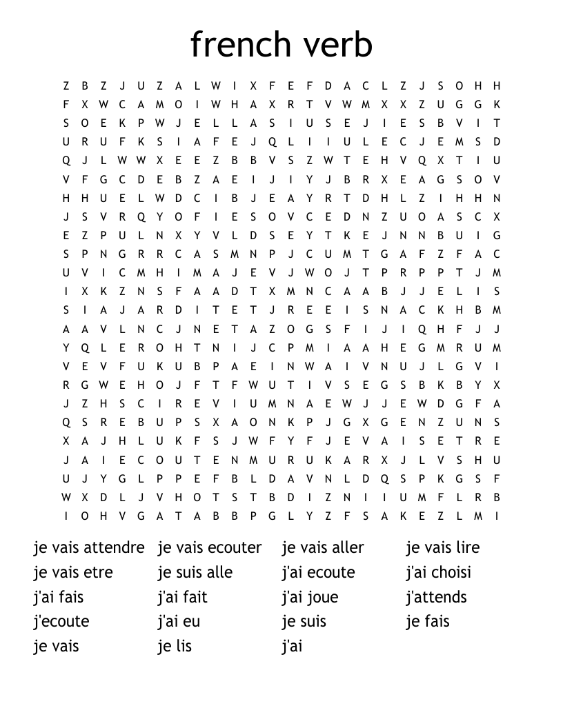 french verb  Word Search