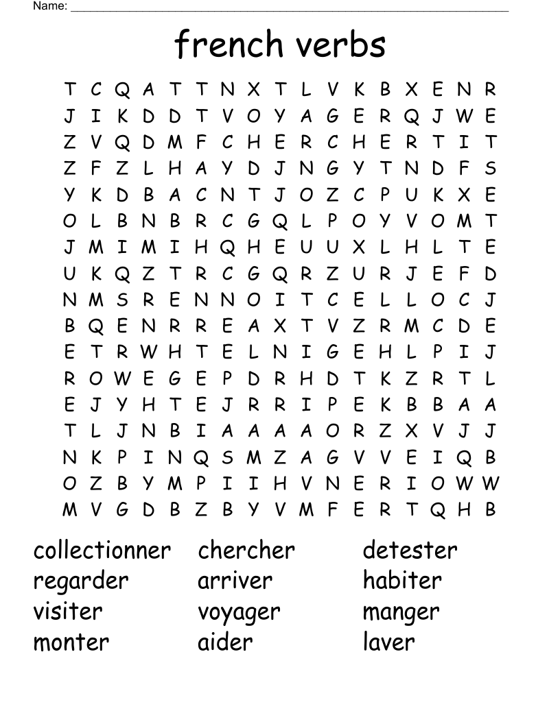 french verbs Word Search