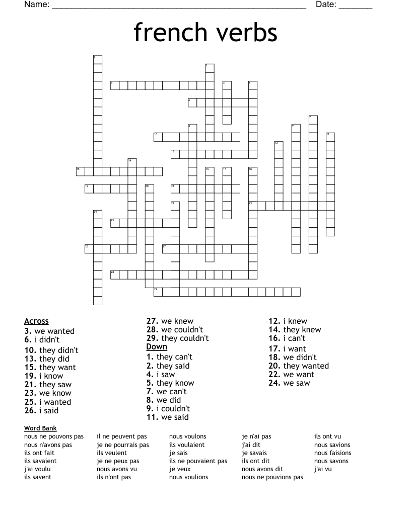 french verbs  Crossword
