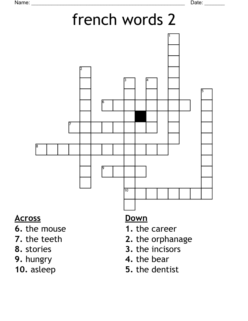 french words 2 Crossword