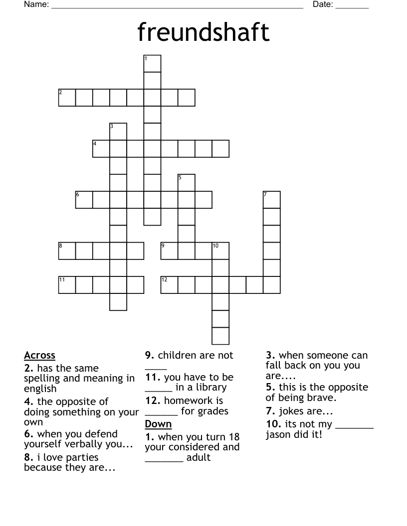 freundshaft  Crossword