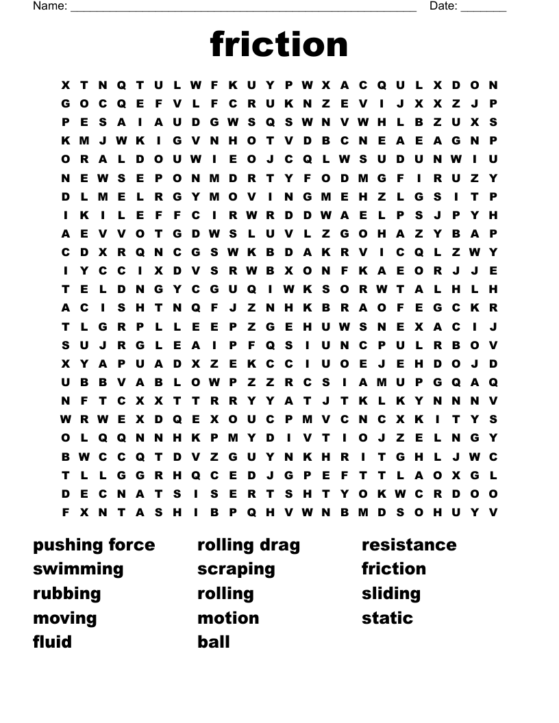 friction Word Search