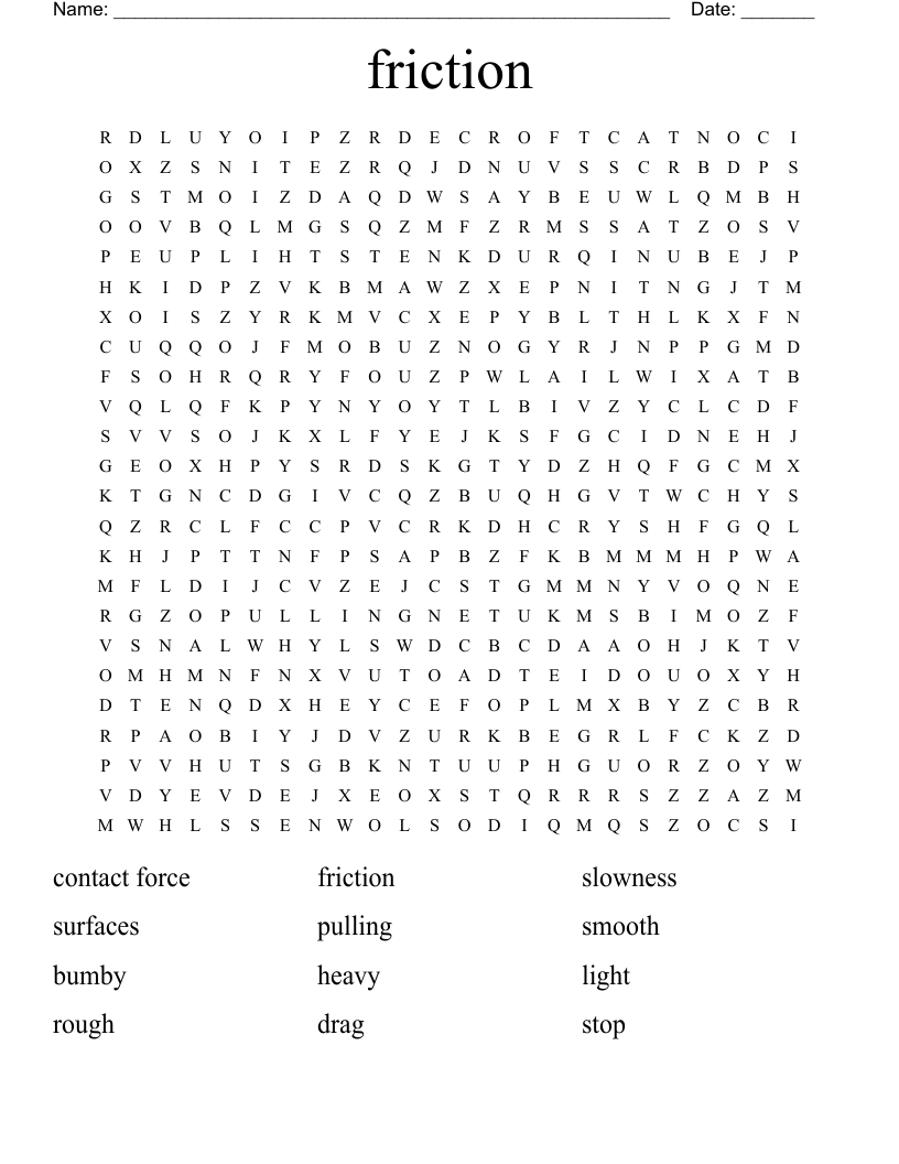 friction Word Search
