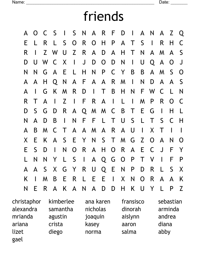 friends Word Search