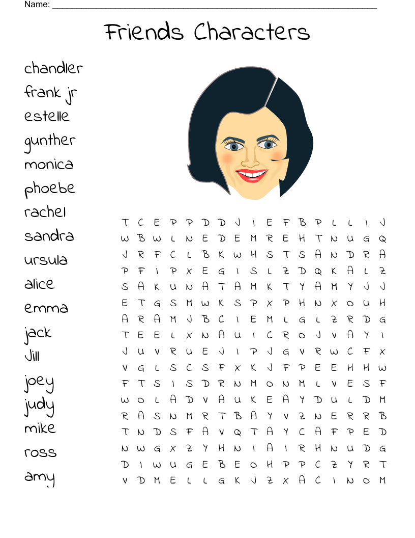 Friends Characters Word Search