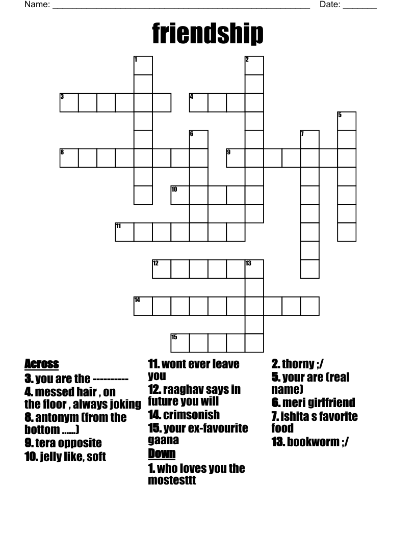 friendship Crossword