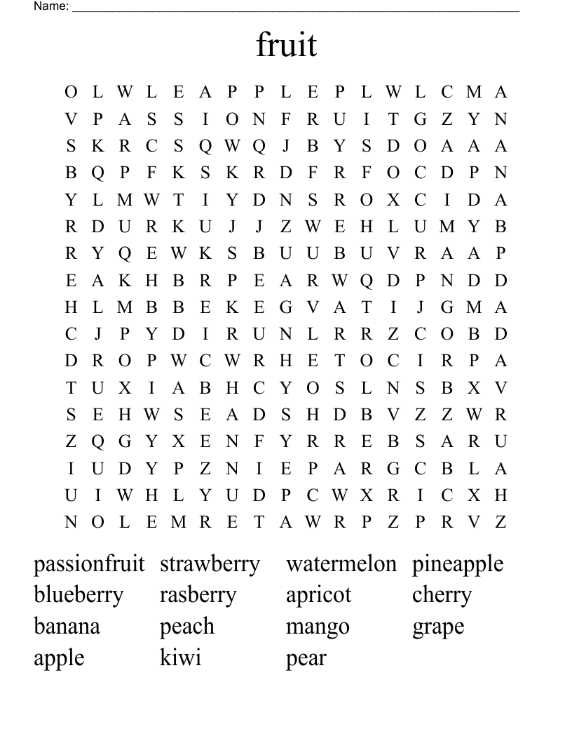fruit Word Search