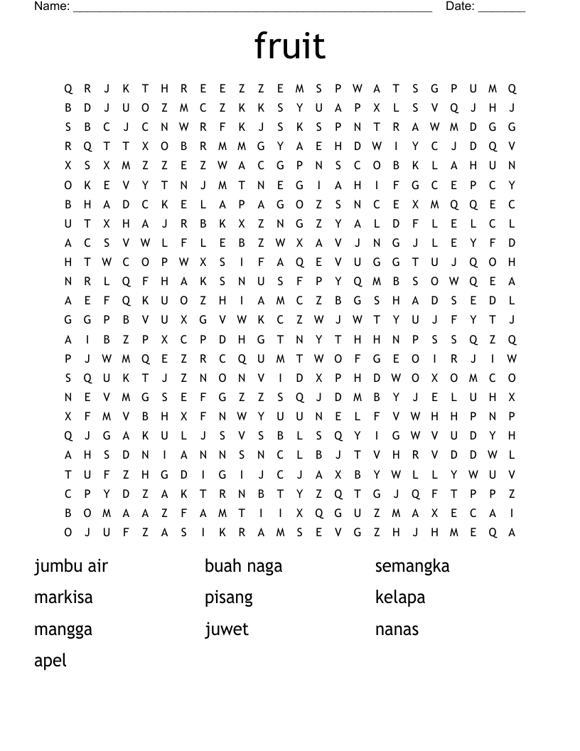 fruit Word Search