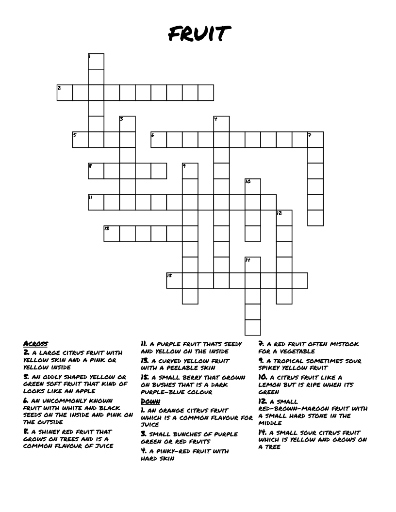 fruit Crossword