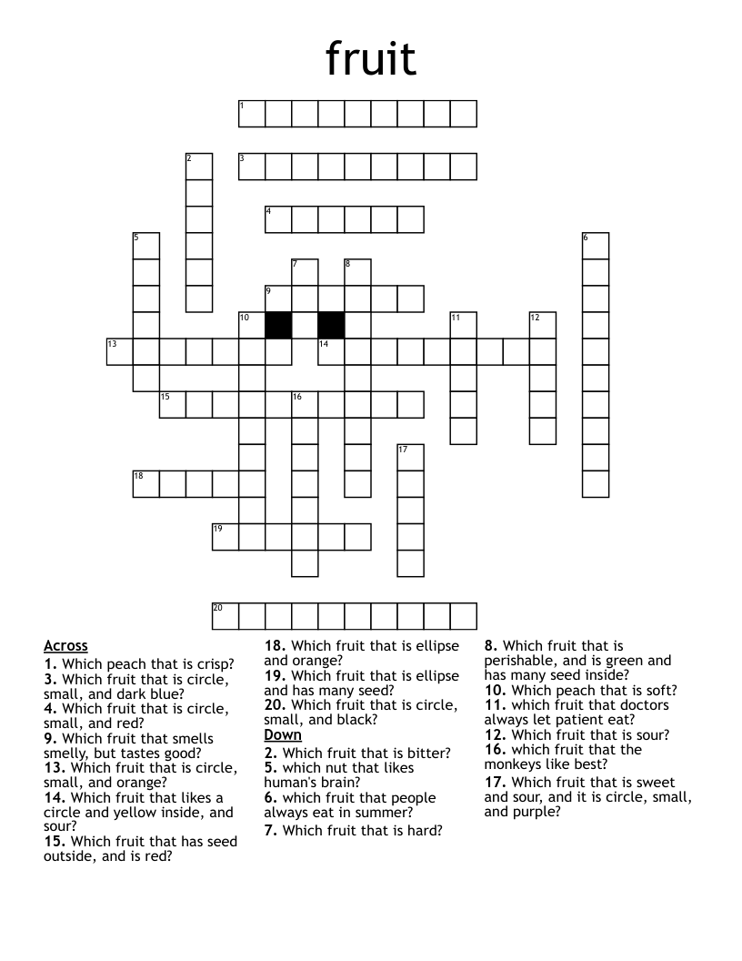 fruit Crossword
