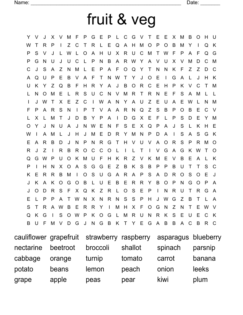 fruit & veg Word Search