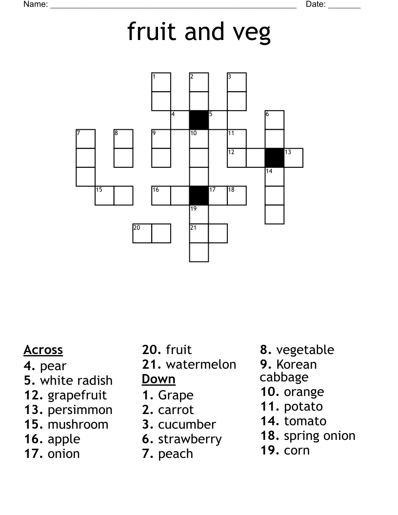 fruit and veg  Crossword