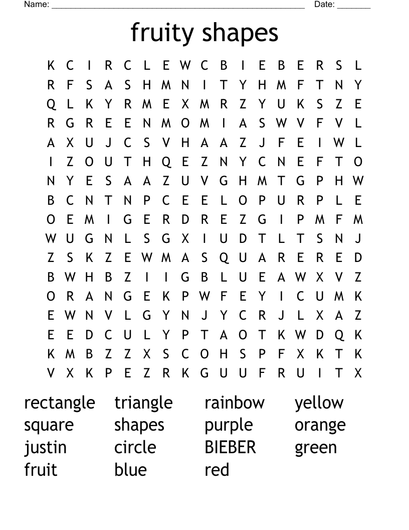 fruity shapes  Word Search