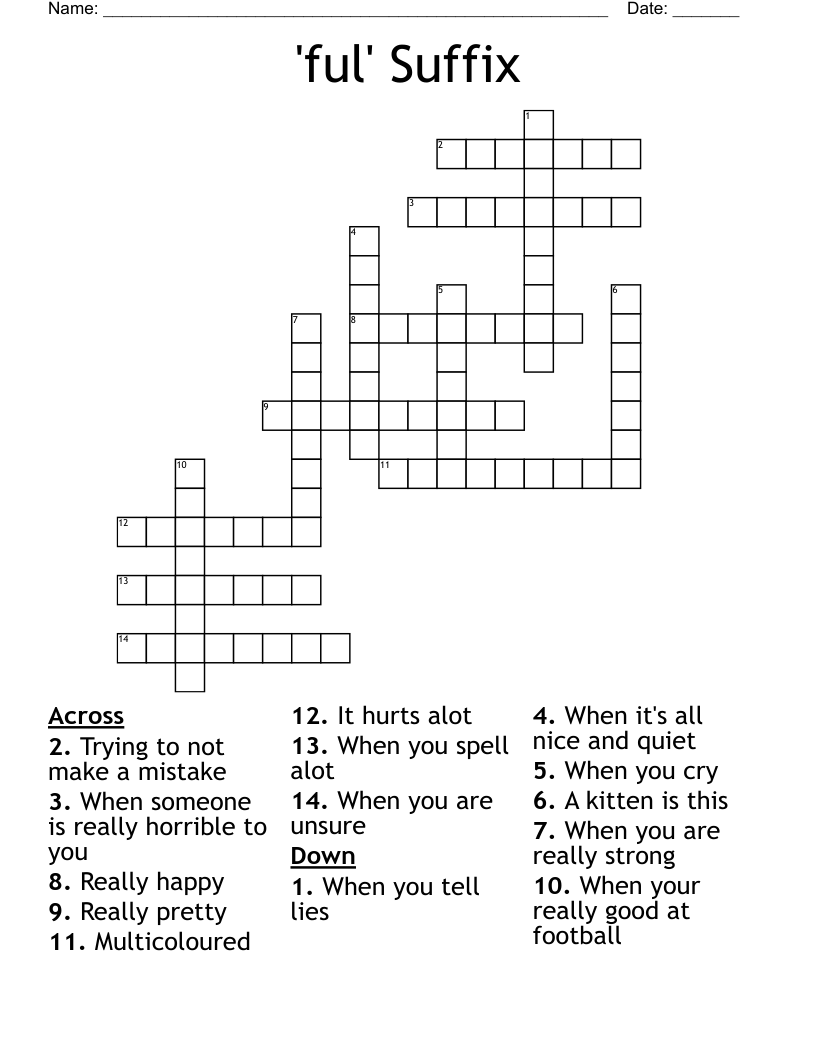 'ful' Suffix Crossword