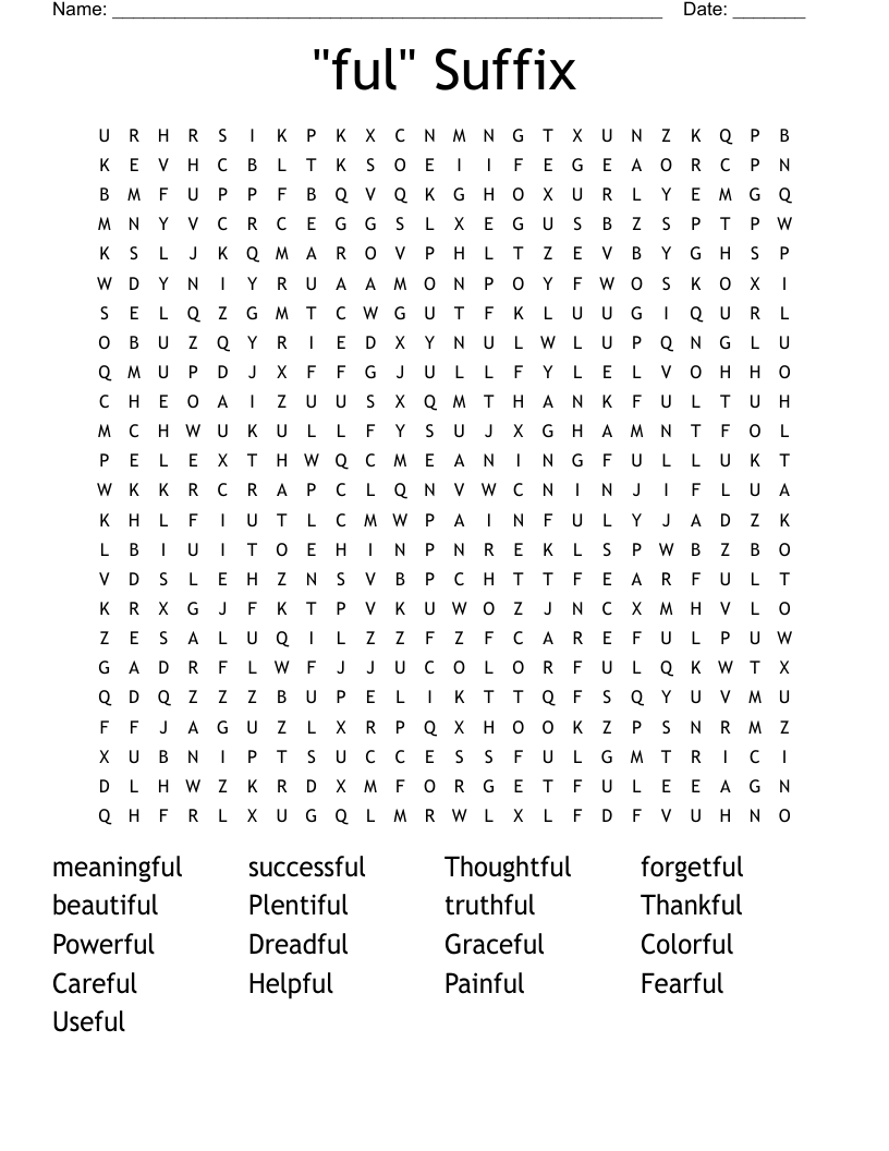 "ful" Suffix Word Search