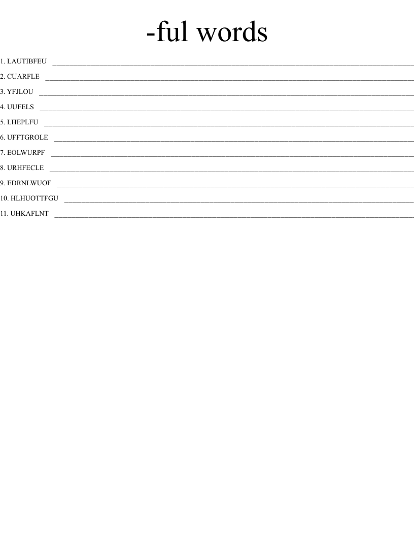 -ful words Word Scramble