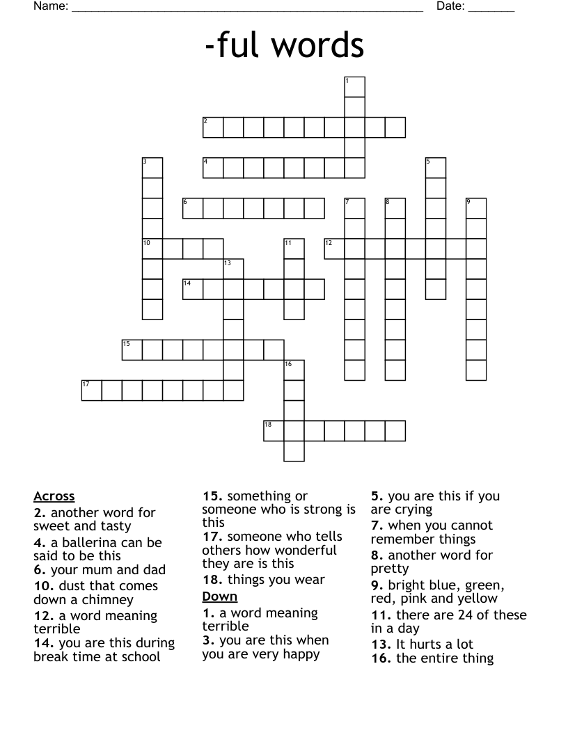 -ful words Crossword