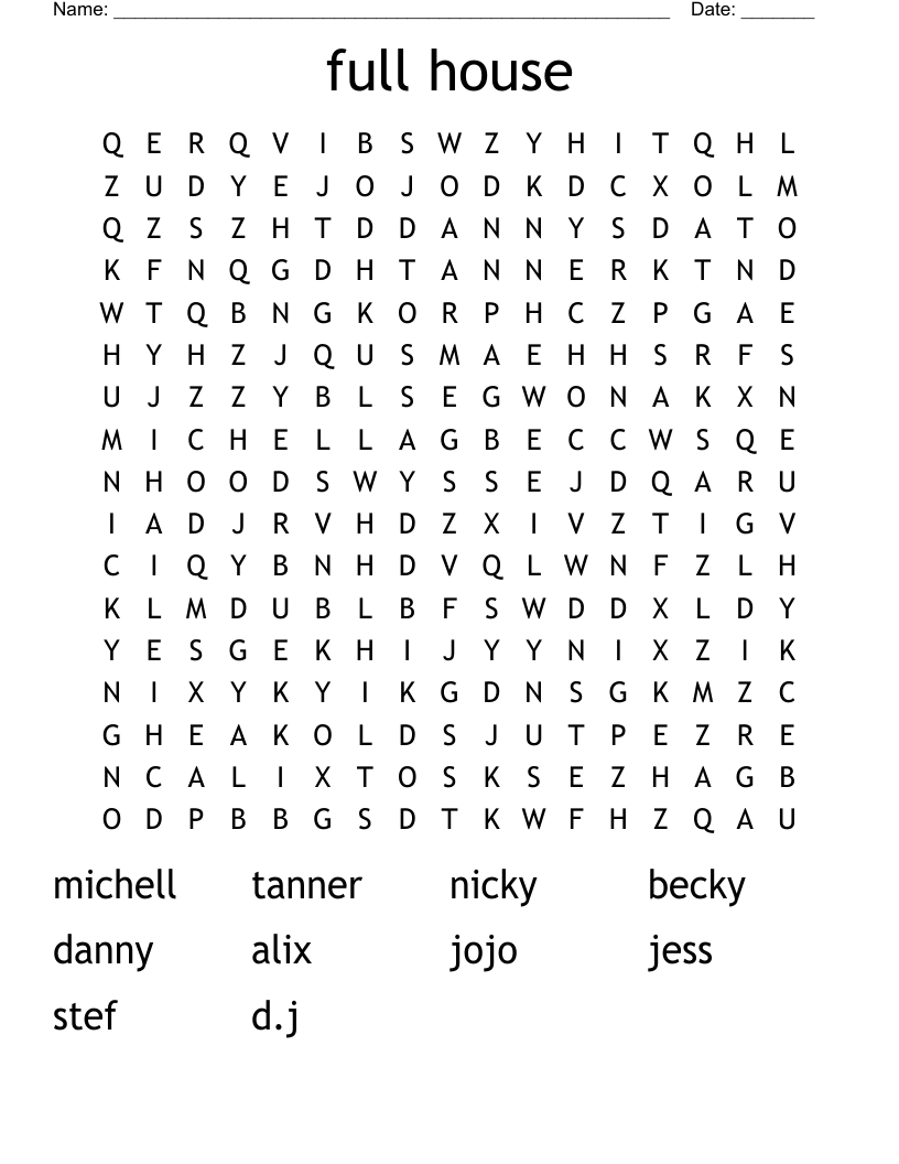 full house Word Search