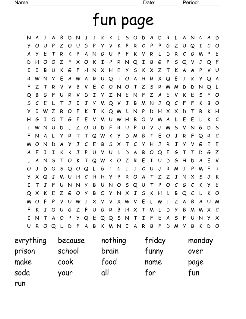 fun page Word Search