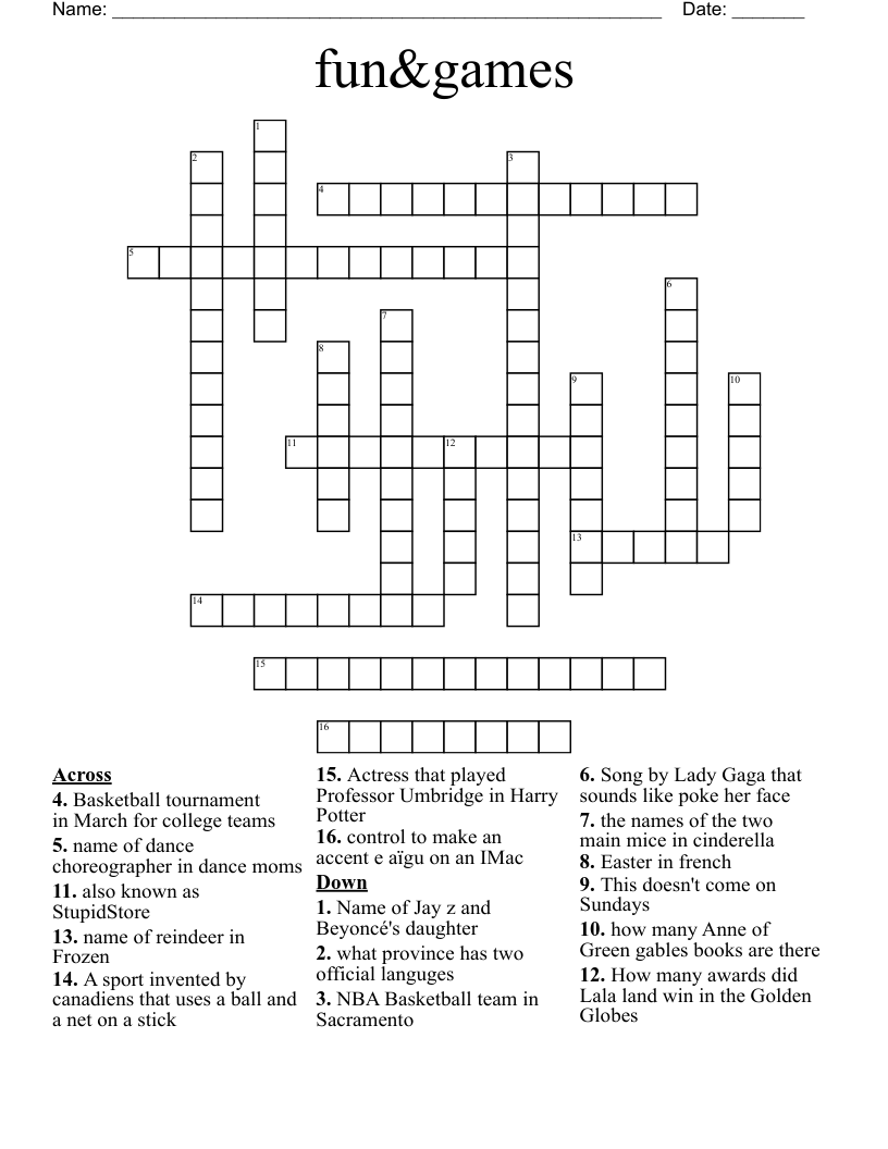 fun&games Crossword