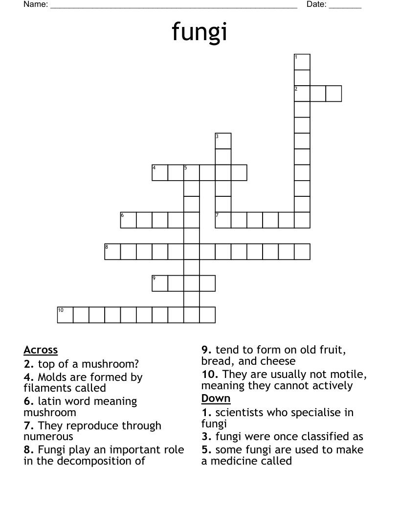fungi Crossword
