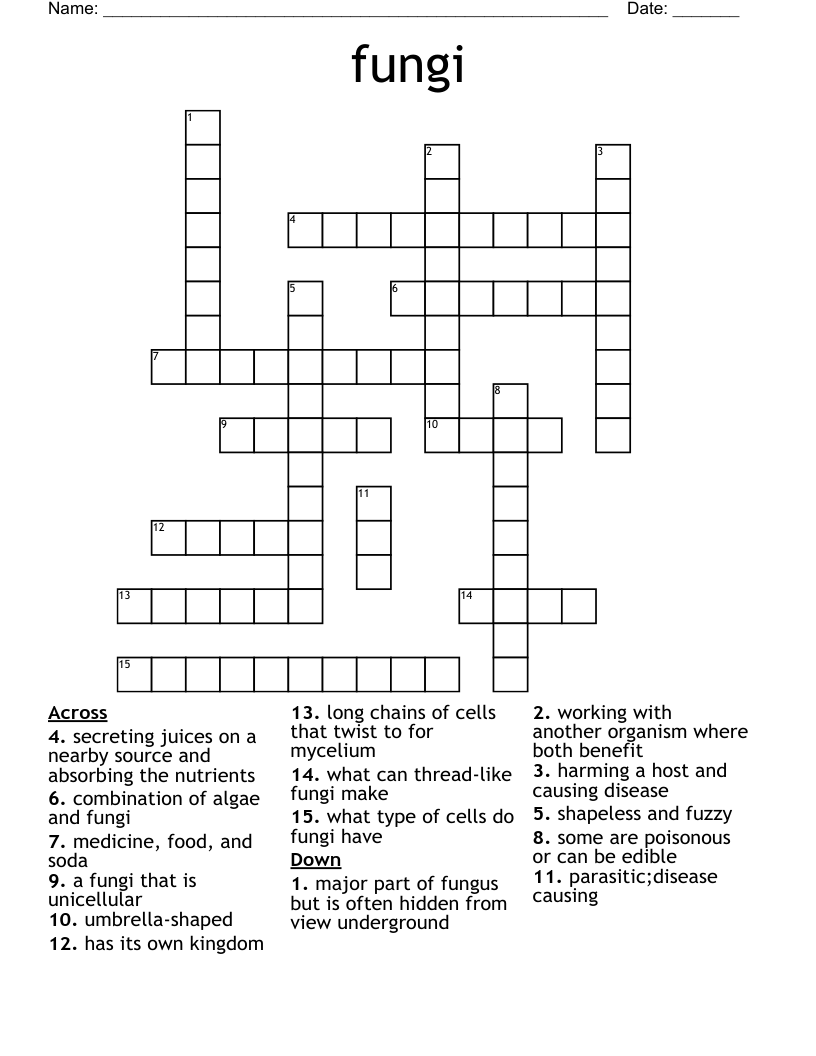 fungi Crossword
