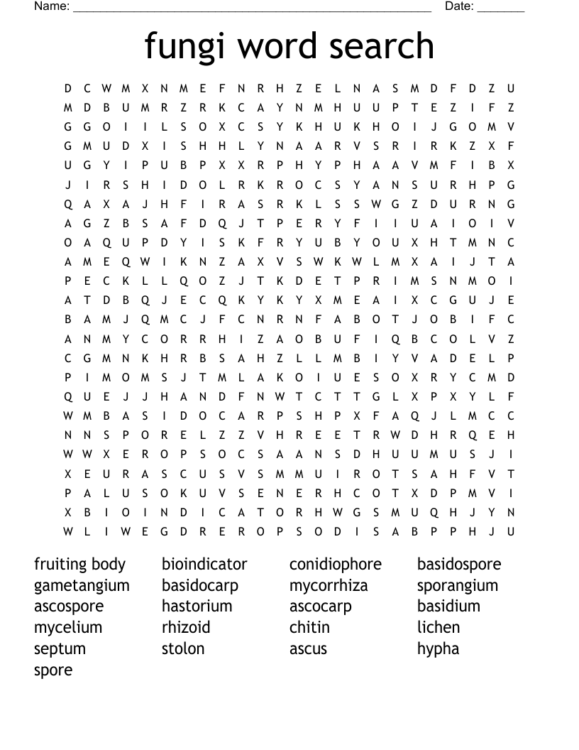 fungi word search