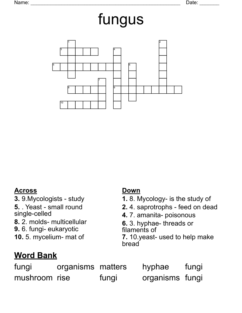 fungus Crossword