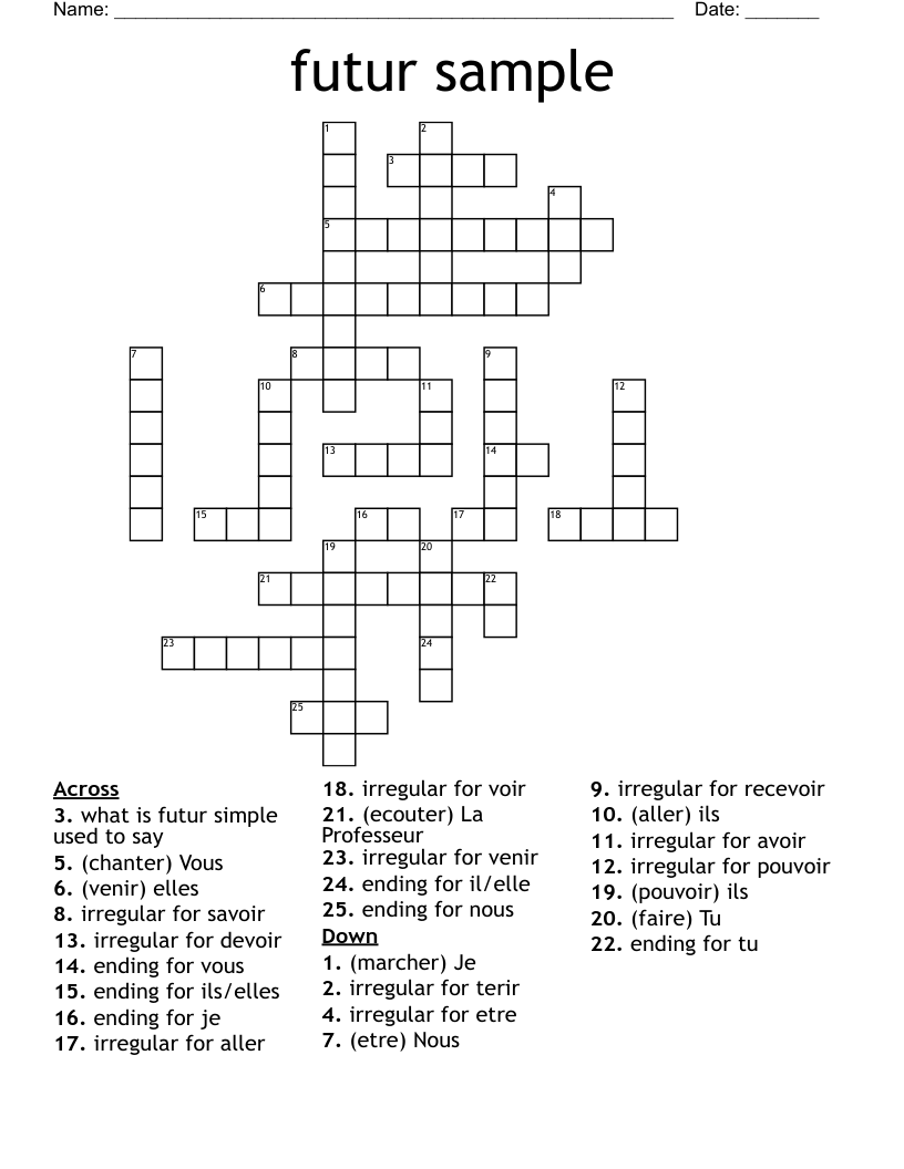 futur sample Crossword