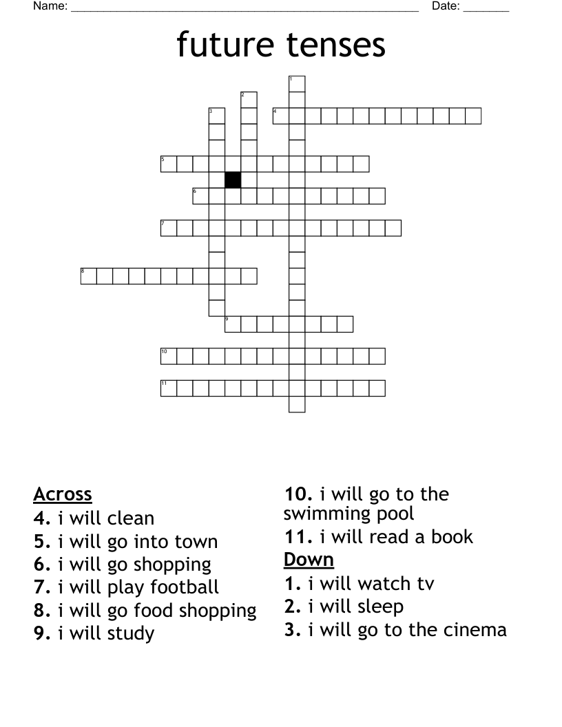 future tenses Crossword