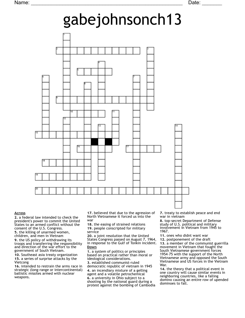 gabejohnsonch13 Crossword