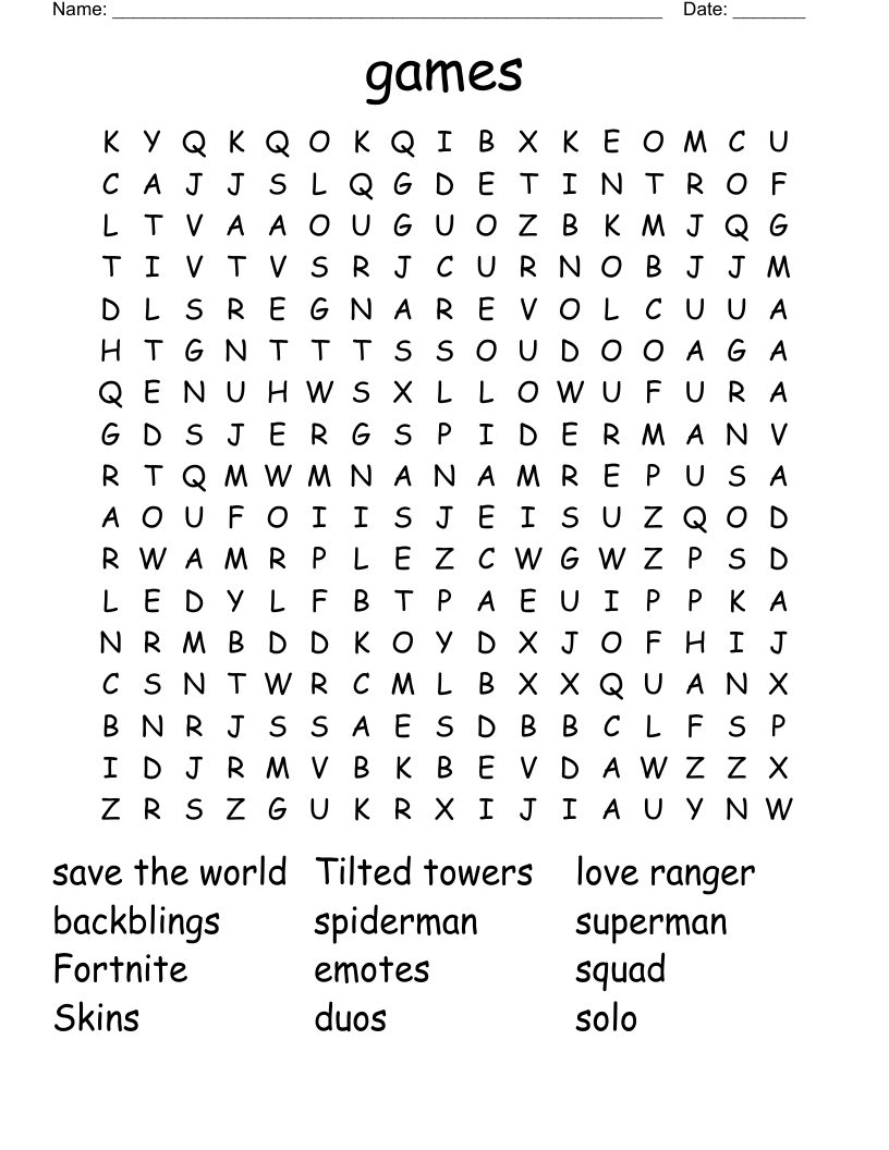 games Word Search